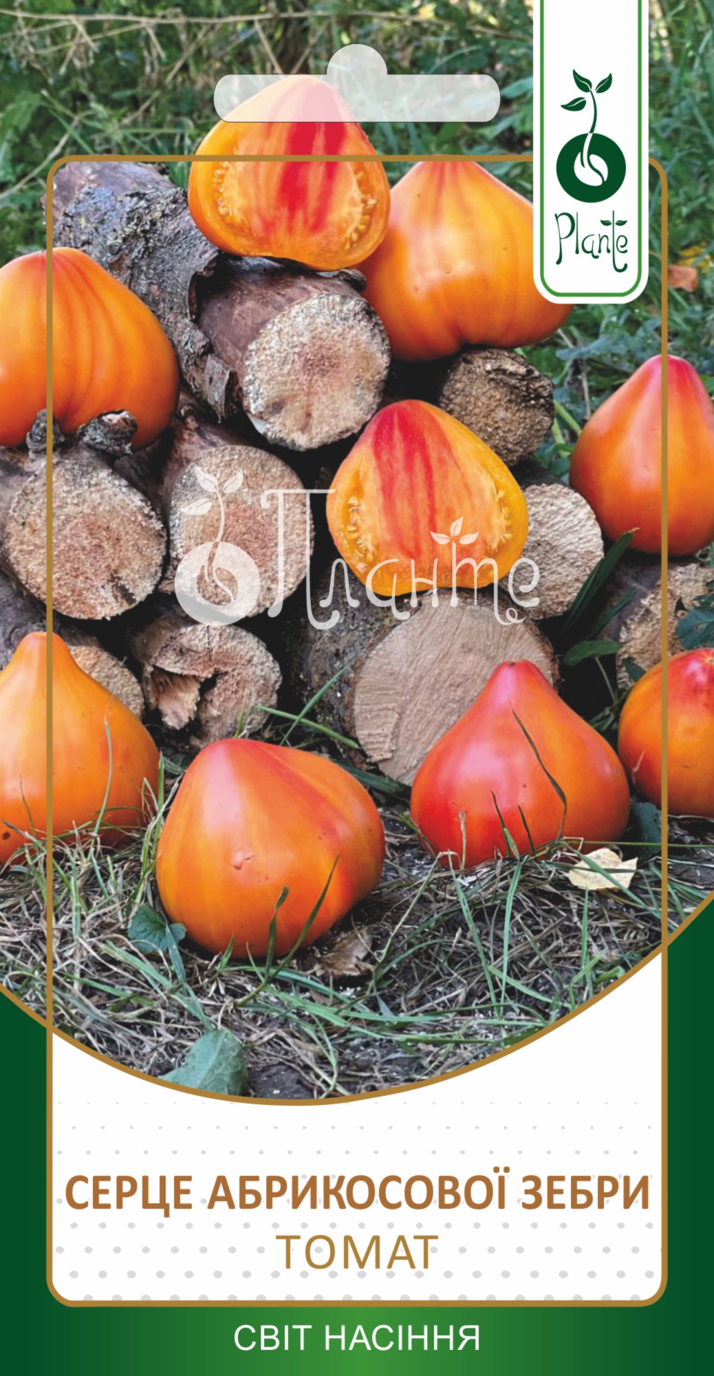 Томат Серце Абрикосовоі Зебри